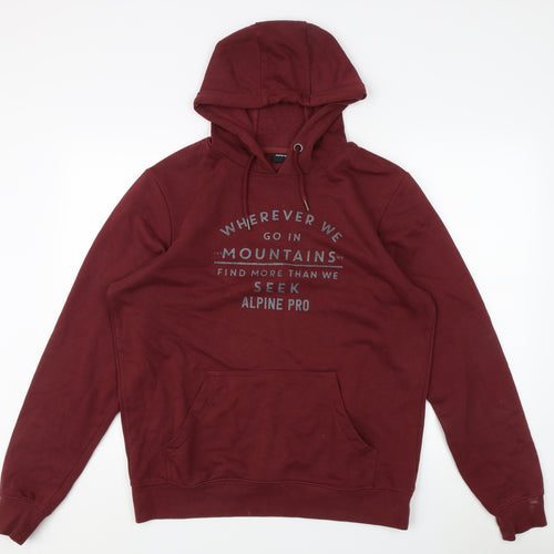 Alpine Pro Unisex Red Pullover Hoodie, Large