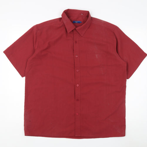Cotton Traders Men's Red Collared Short Sleeve Shirt