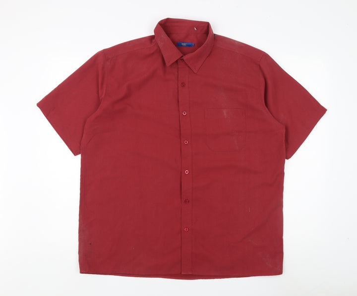 Cotton Traders Men's Red Collared Short Sleeve Shirt