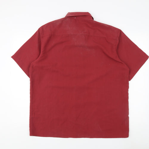 Cotton Traders Men's Red Collared Short Sleeve Shirt