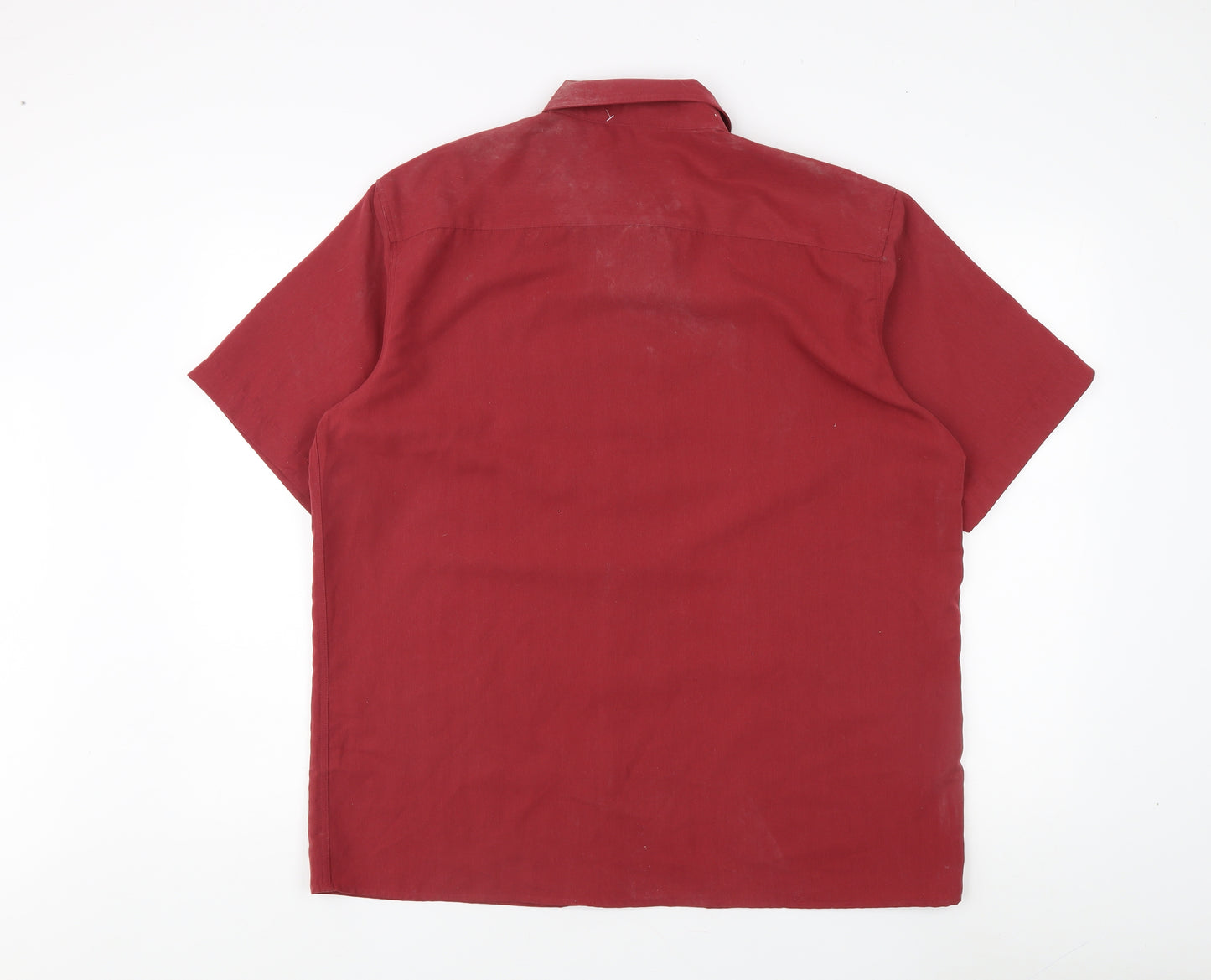 Cotton Traders Men's Red Collared Short Sleeve Shirt