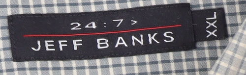 Jeff Banks Men's Grey Check Extra-Slim Shirt 2XL