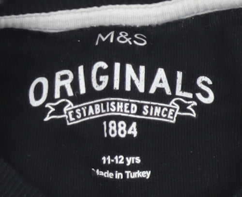 Marks and Spencer Boys Black Sweatshirt 11-12 Years Graphic Sequin