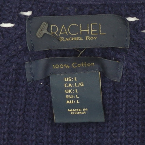 Rachel Roy Women's Blue V-Neck Cardigan L