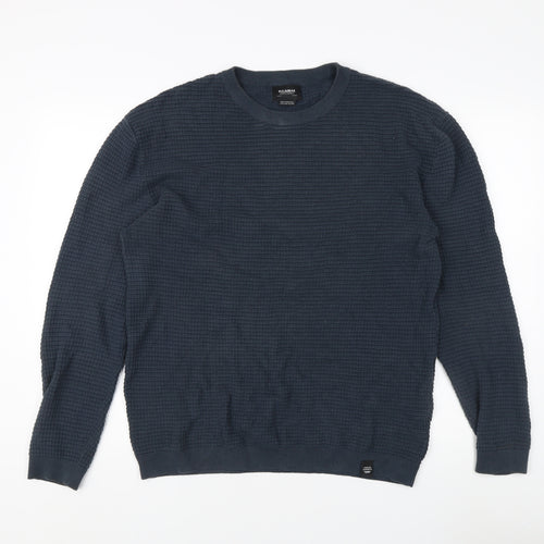 Pull&Bear Men's Blue Crew Neck Sweatshirt, Size L, Cotton