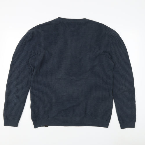 Pull&Bear Men's Blue Crew Neck Sweatshirt, Size L, Cotton