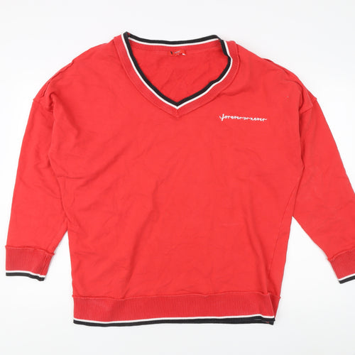 Next Women's Red V-Neck Sweatshirt Size 18