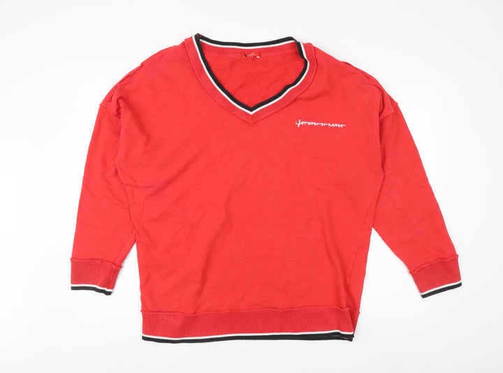 Next Women's Red V-Neck Sweatshirt Size 18
