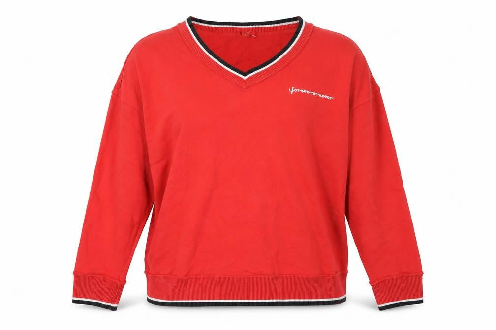 Front view of Next Women's Red V-Neck Sweatshirt, size 18