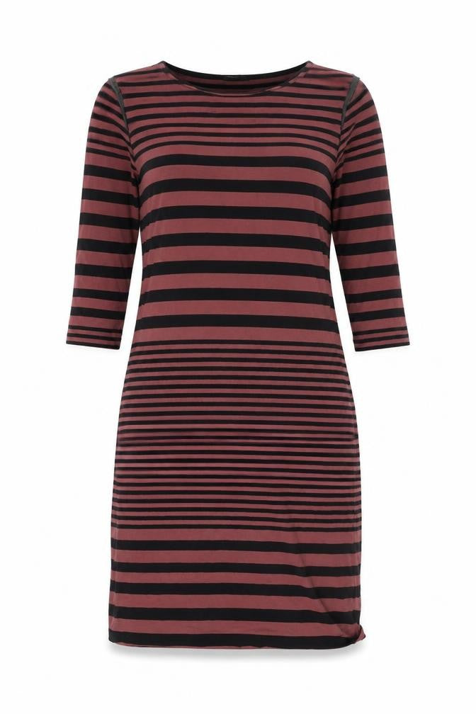 Front view of Autograph Women's Black Cotton Striped Dress, size 14