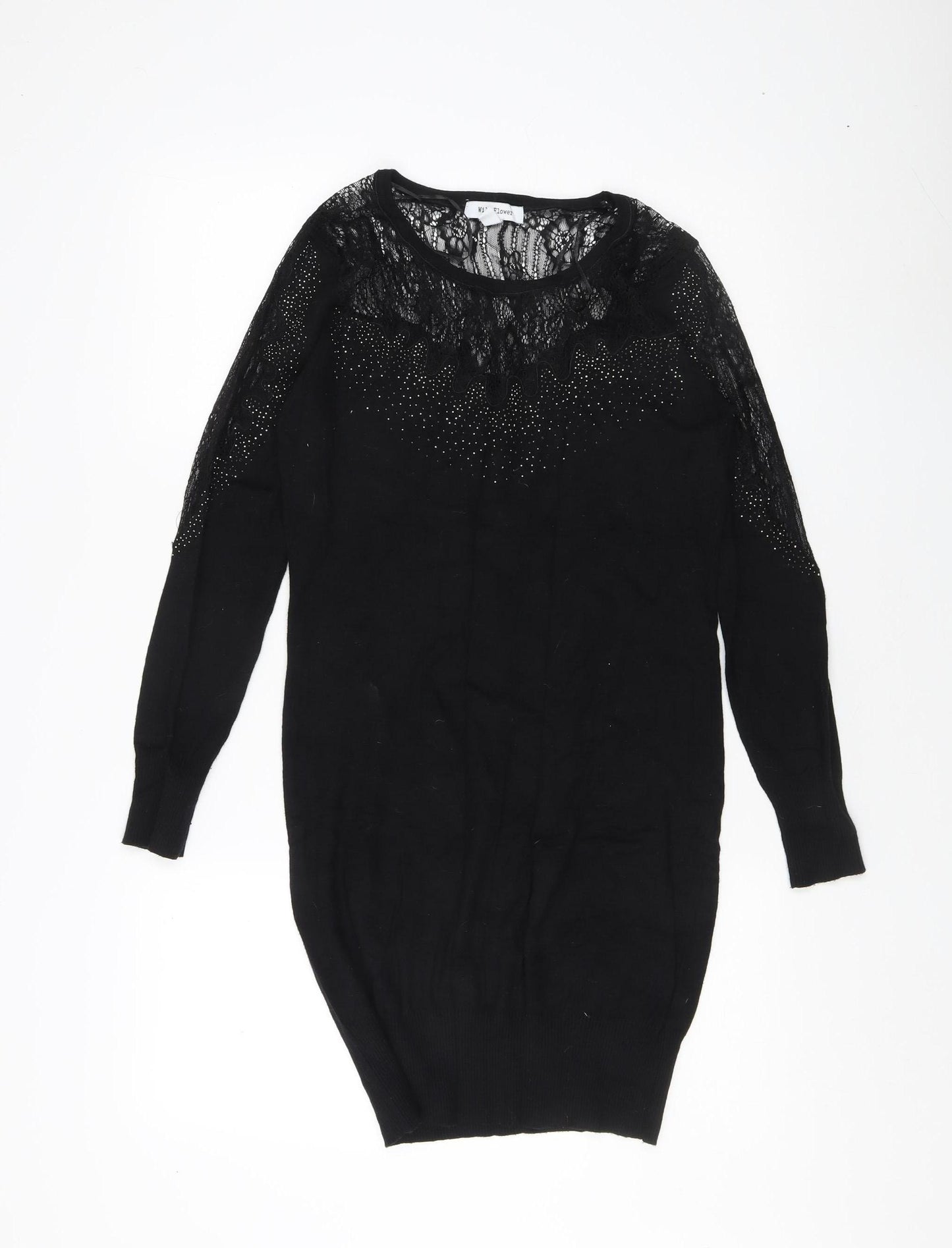 Wild Flower Women's Black Lace Pullover Jumper, Size M