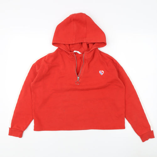 Marks and Spencer Girls Red Full Zip Hoodie 12-13 Years