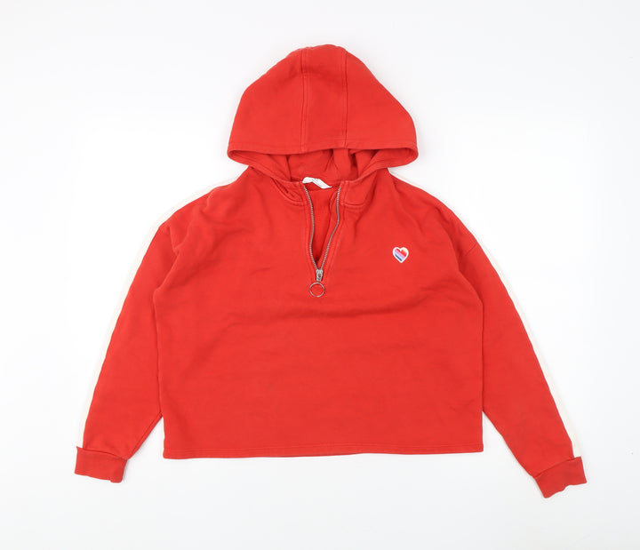 Marks and Spencer Girls Red Full Zip Hoodie 12-13 Years