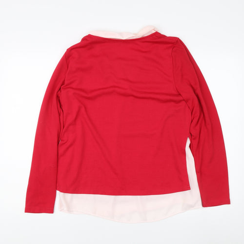 Canda Women's Red Collared Pullover Jumper Size 10