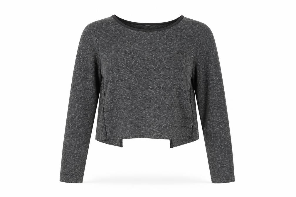 Miss Selfridge Grey Cropped Top, UK 6, Women's Long Sleeve
