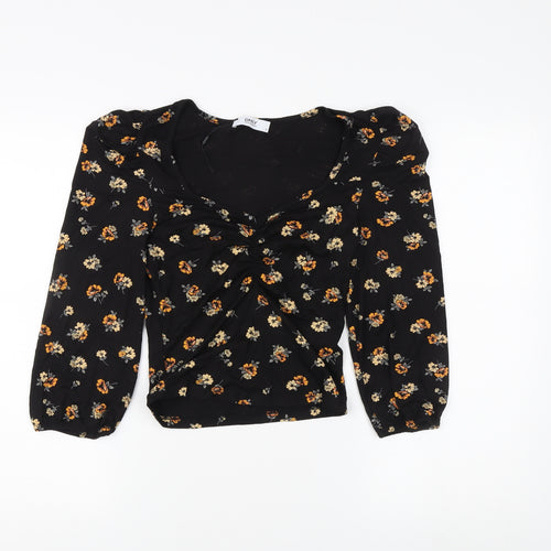 Only Women's Black Floral V-Neck Blouse - S