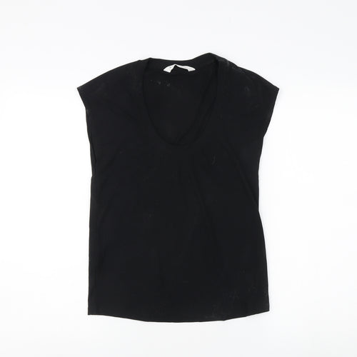 MNG Women's Black Sleeveless Scoop Neck T-Shirt, Size M