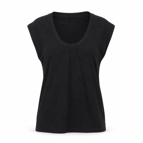 MNG Women's Black Sleeveless Scoop Neck T-Shirt, Size M