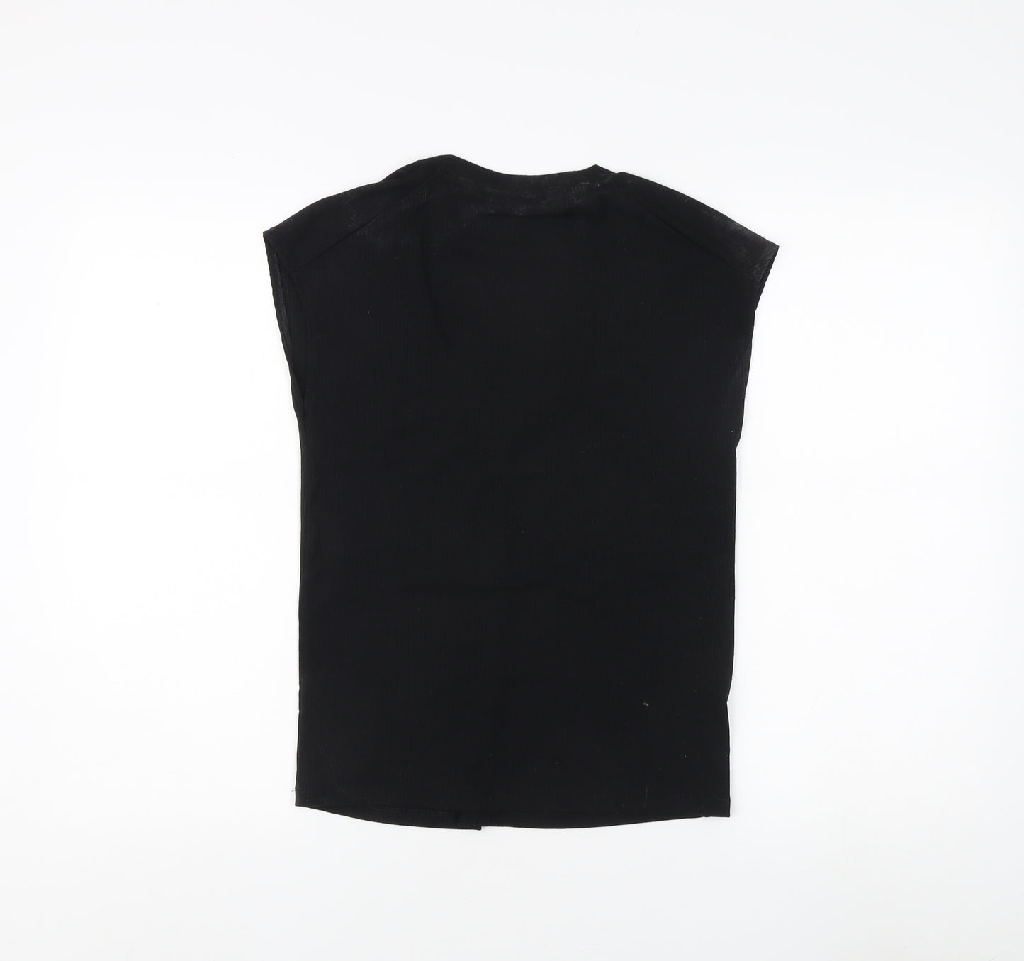 MNG Women's Black Sleeveless Scoop Neck T-Shirt, Size M