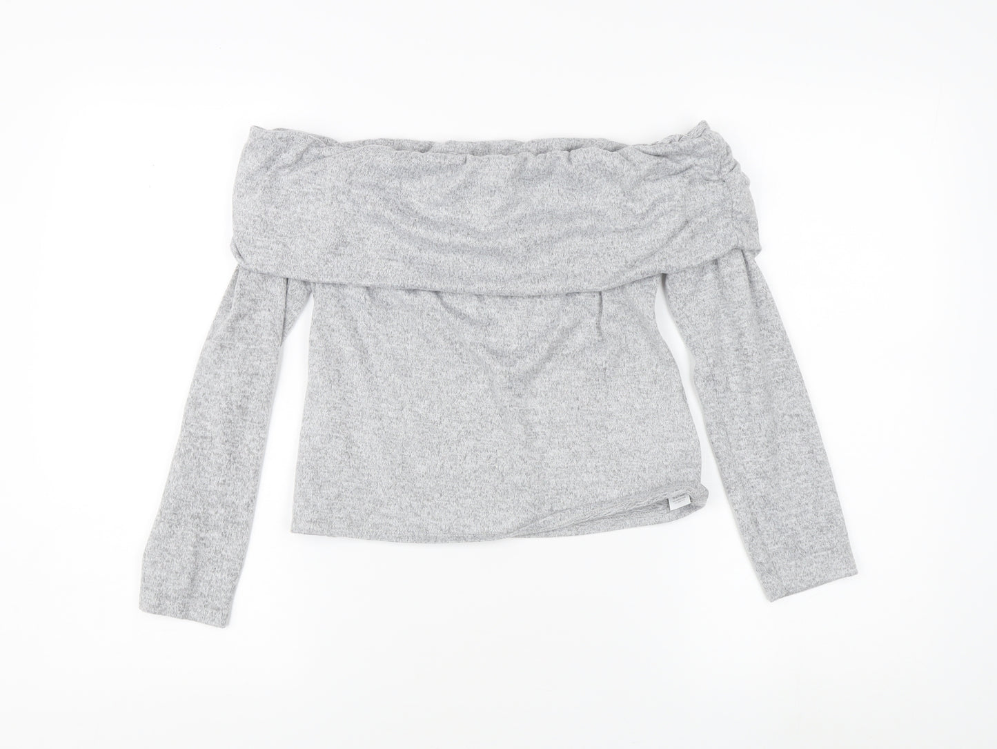 Miss Selfridge Grey Off Shoulder Blouse, M, Women's Casual Top