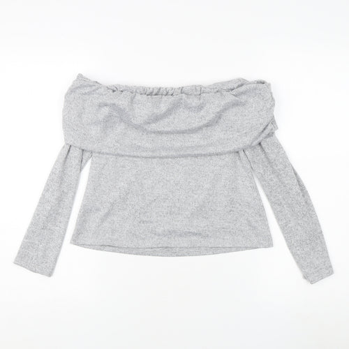 Miss Selfridge Grey Off Shoulder Blouse, M, Women's Casual Top