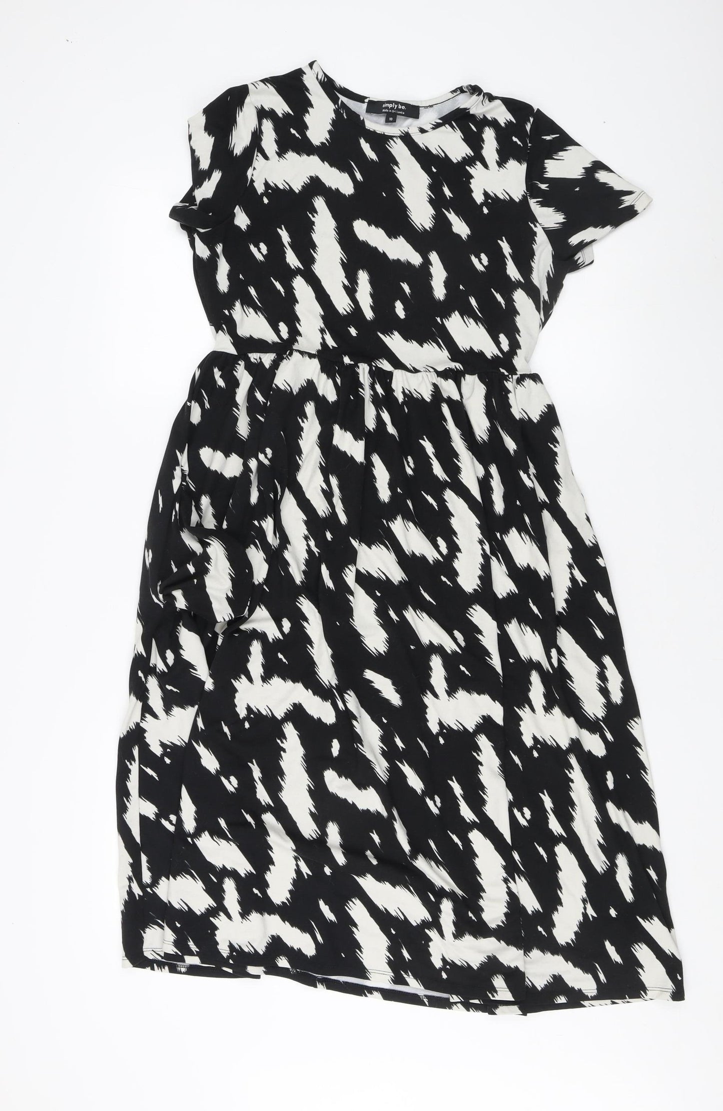 Simply Be Women's Black Animal Print Dress Size 10