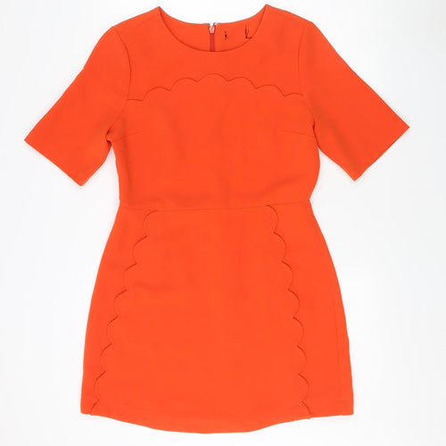 Topshop Women Orange Half Sleeve Short Dress