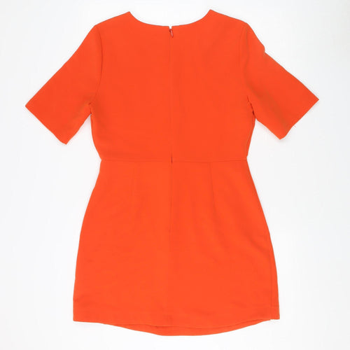 Topshop Women Orange Half Sleeve Short Dress