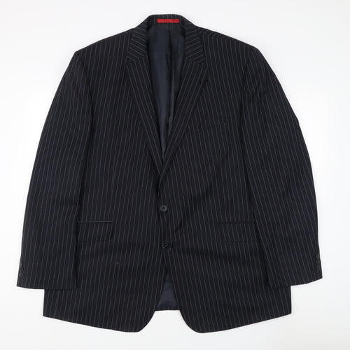 Burton Men's Blue Striped Regular Fit Suit Jacket 50R