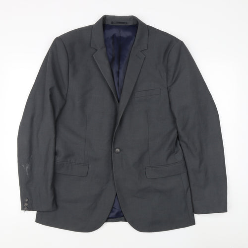 Topman Grey Men's Blazer 42 Regular Jacket Notch Lapel