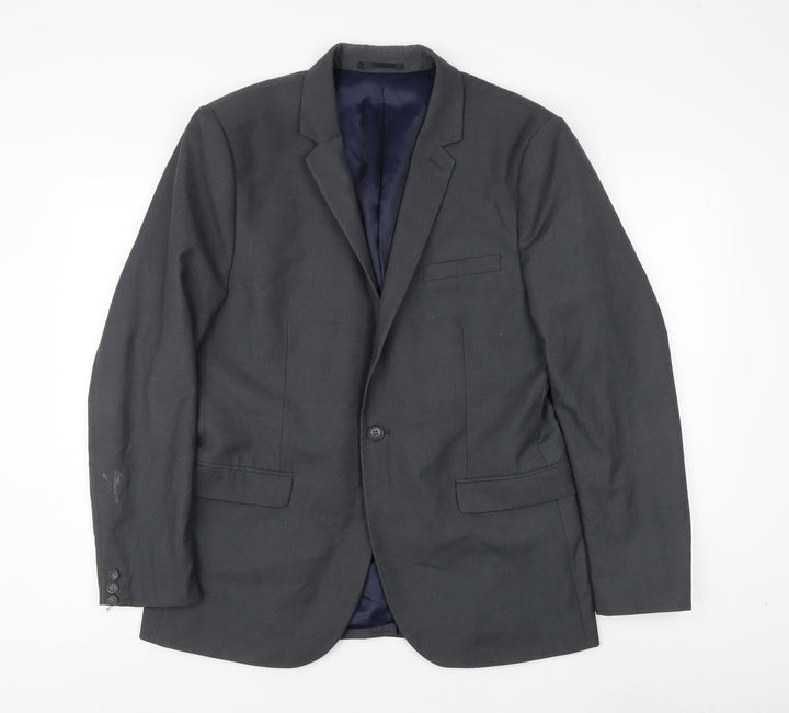 Topman Grey Men's Blazer 42 Regular Jacket Notch Lapel