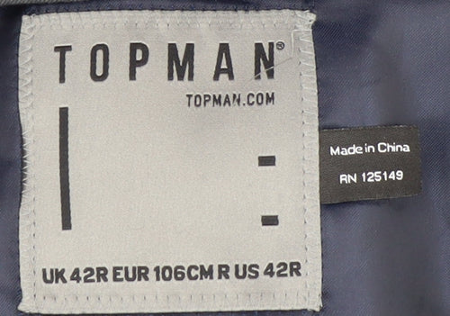 Topman Grey Men's Blazer 42 Regular Jacket Notch Lapel