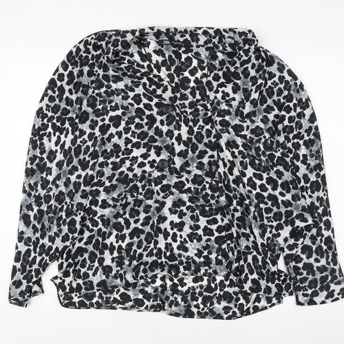 Zara Women's Multicoloured Animal Print Blouse M