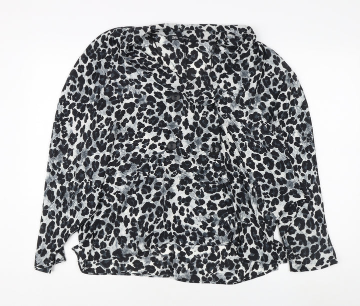 Zara Women's Multicoloured Animal Print Blouse M