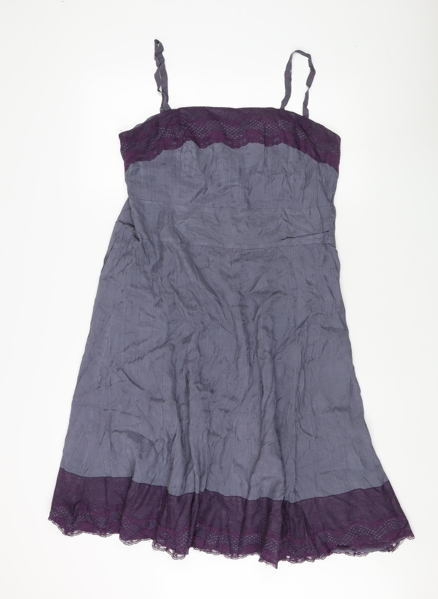 Monsoon Women's Grey Slip Dress Size 18 Lace