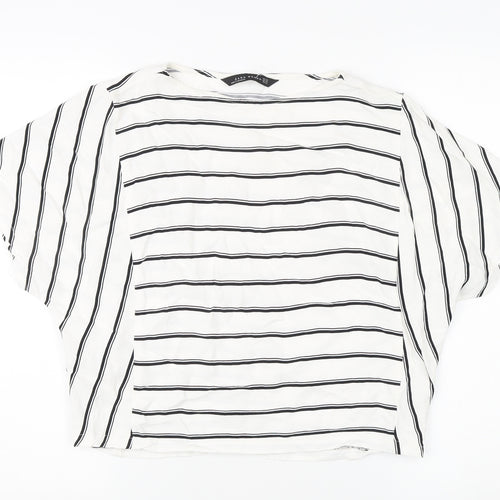 Zara Women's White Striped Blouse XS Relaxed Fit