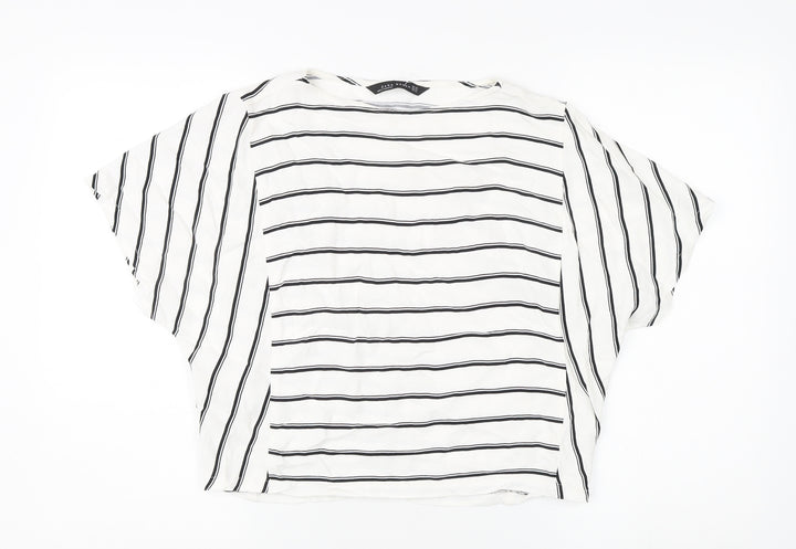 Zara Women's White Striped Blouse XS Relaxed Fit
