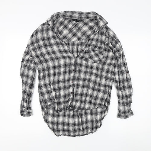 New Look Women's Black Plaid Button-Up Shirt Size 10