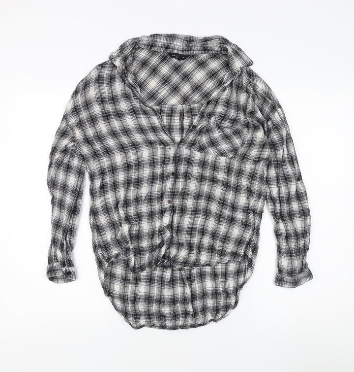 New Look Women's Black Plaid Button-Up Shirt Size 10