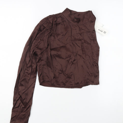 Zara Women's Brown High Neck Blouse - Size S
