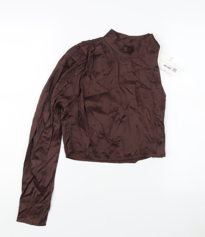Zara Women's Brown High Neck Blouse - Size S