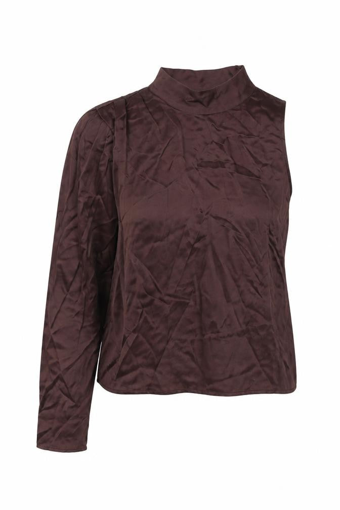 Front view of Zara Women's Brown High Neck Blouse -, size S