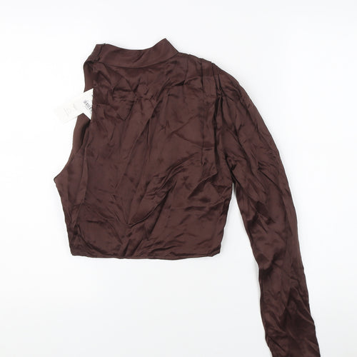 Zara Women's Brown High Neck Blouse - Size S