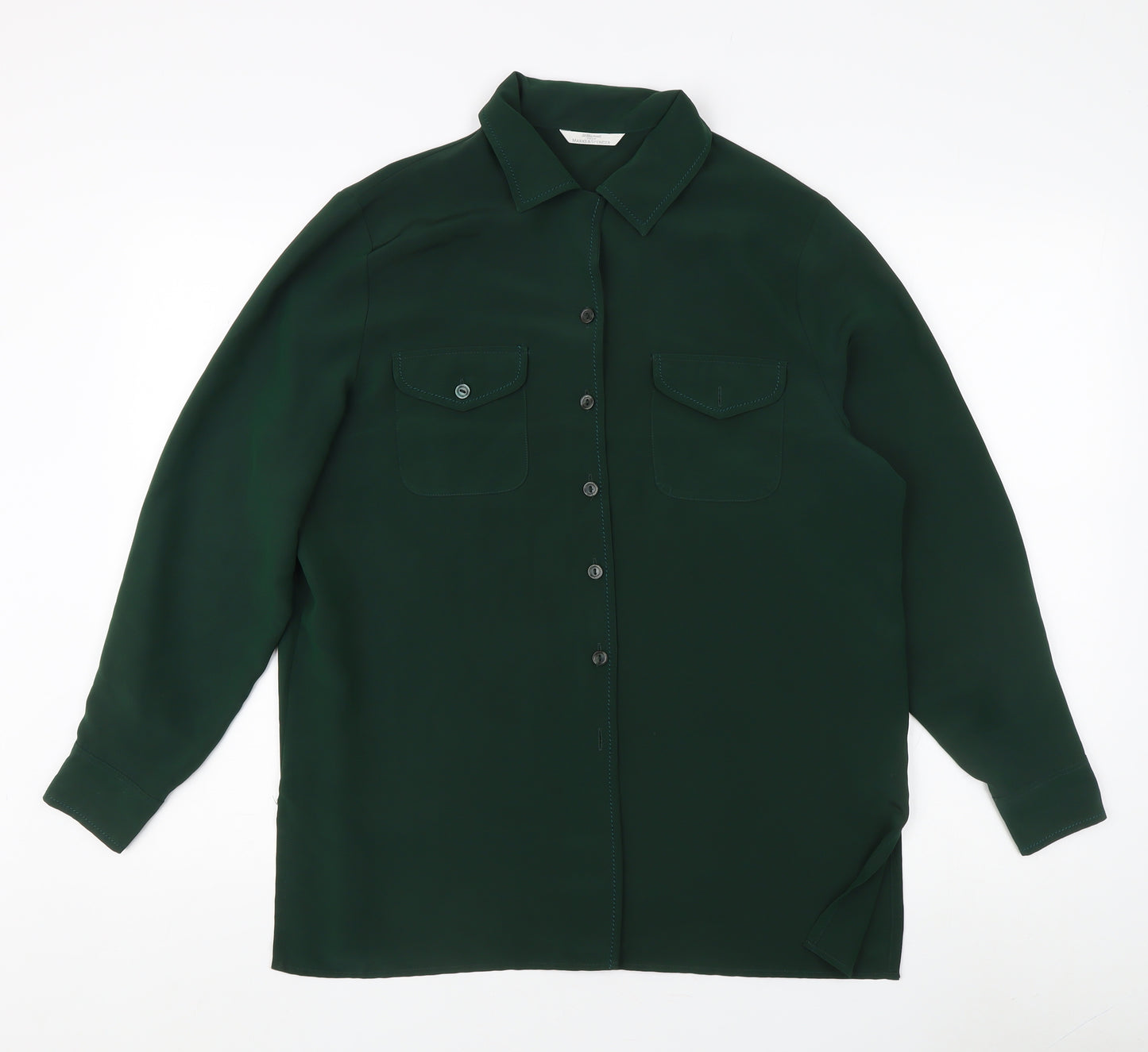 Marks and Spencer Women’s Green Button-Up Shirt