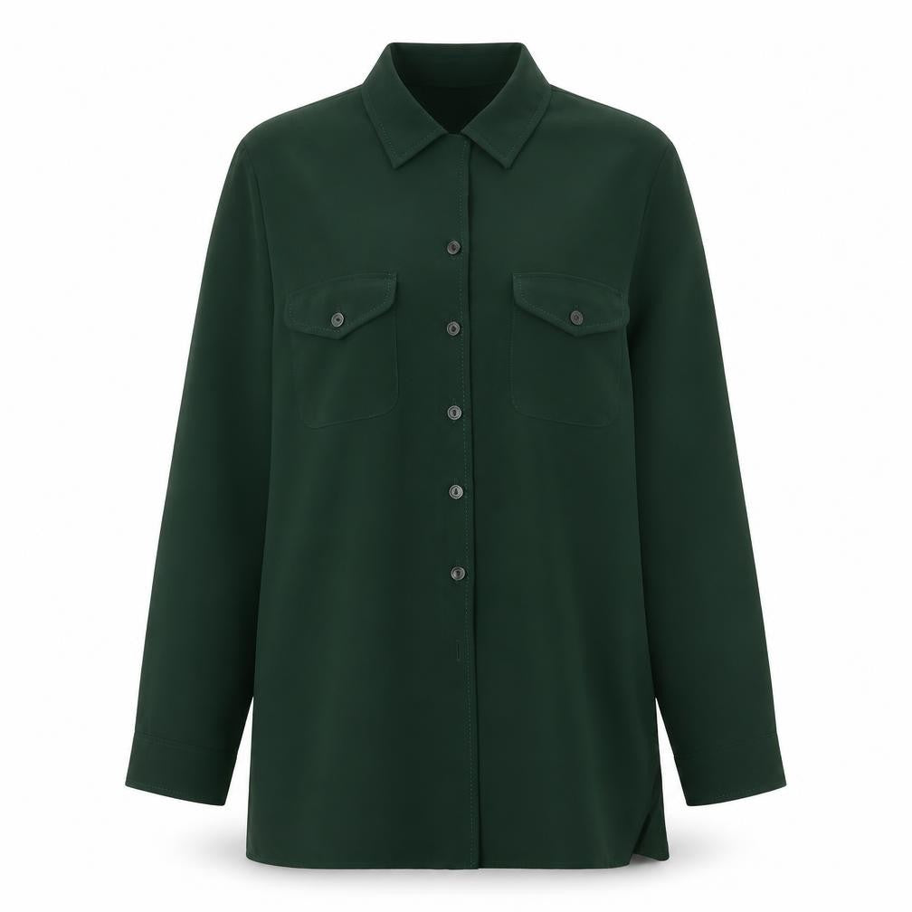 Front view of Marks & Spencer Women’s Green Button-Up Shirt