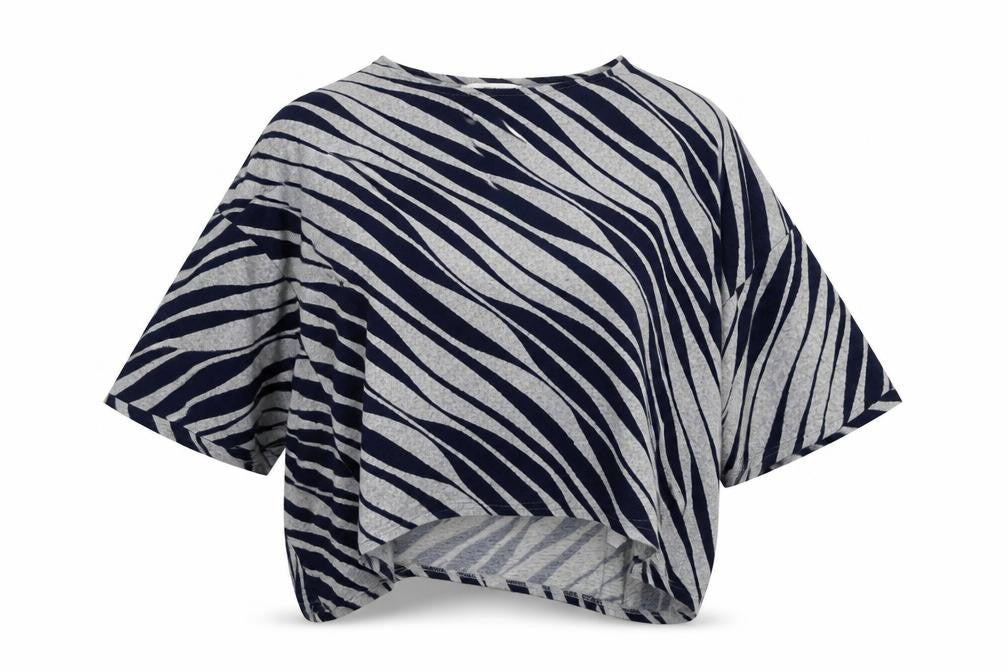 Apricot Women's Blue/Grey Animal Print Cropped T-Shirt