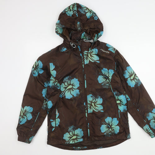 TOG 24 Women's Brown Floral Hooded Rain Jacket