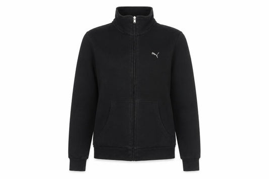 Front view of Puma Black unisex gym jacket, size 10, full zip fleece