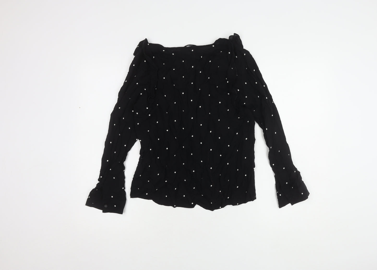 Mango Women's Black Polka Dot Long Sleeve Blouse