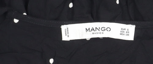 Mango Women's Black Polka Dot Long Sleeve Blouse